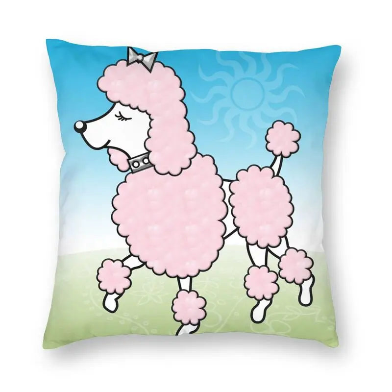 Cute Poodle Dog Cartoon Pattern Pillow Cover Home Decor Pudel Caniche Cushion Cover Throw Pillow for Living Room Double-sided