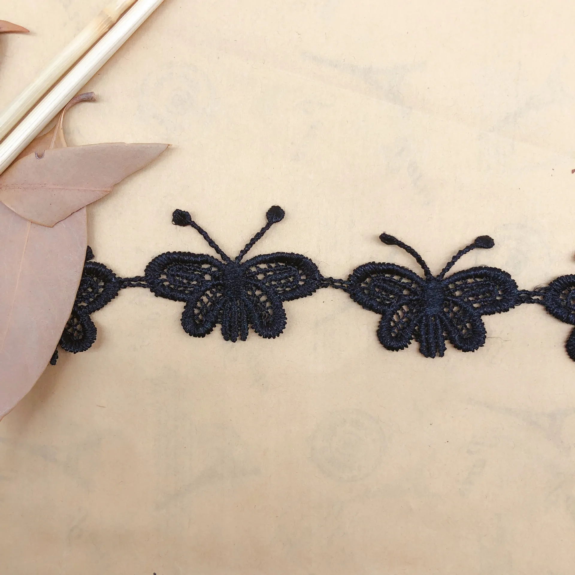 Embroidered Small Butterfly Lace Fabric Trim Ribbons DIY Sewing Handmade Jewelry Clavicle Chain Necklace Garment Craft Materials