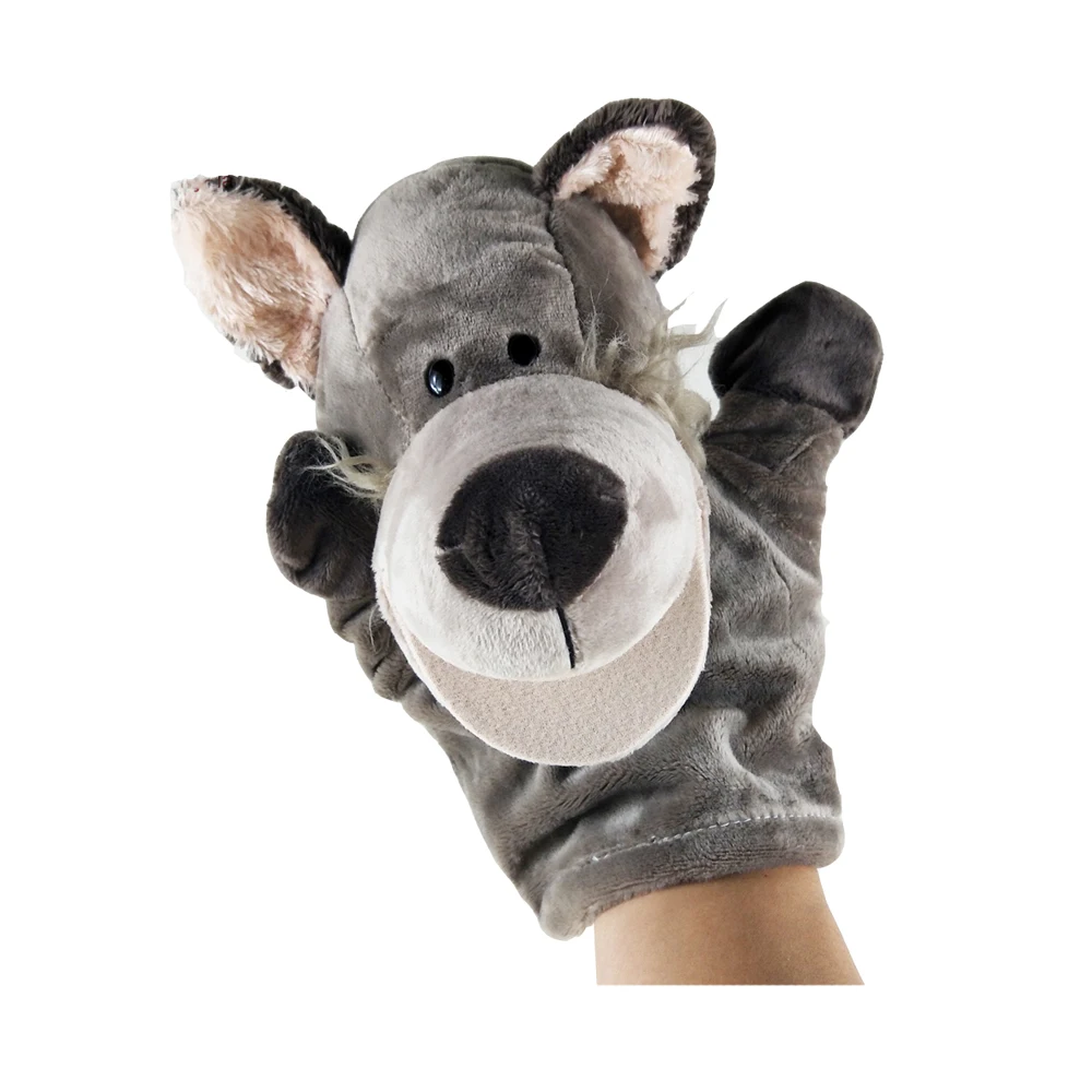 Kinder große graue Wolf Handpuppe ausgestopft Plüsch tier