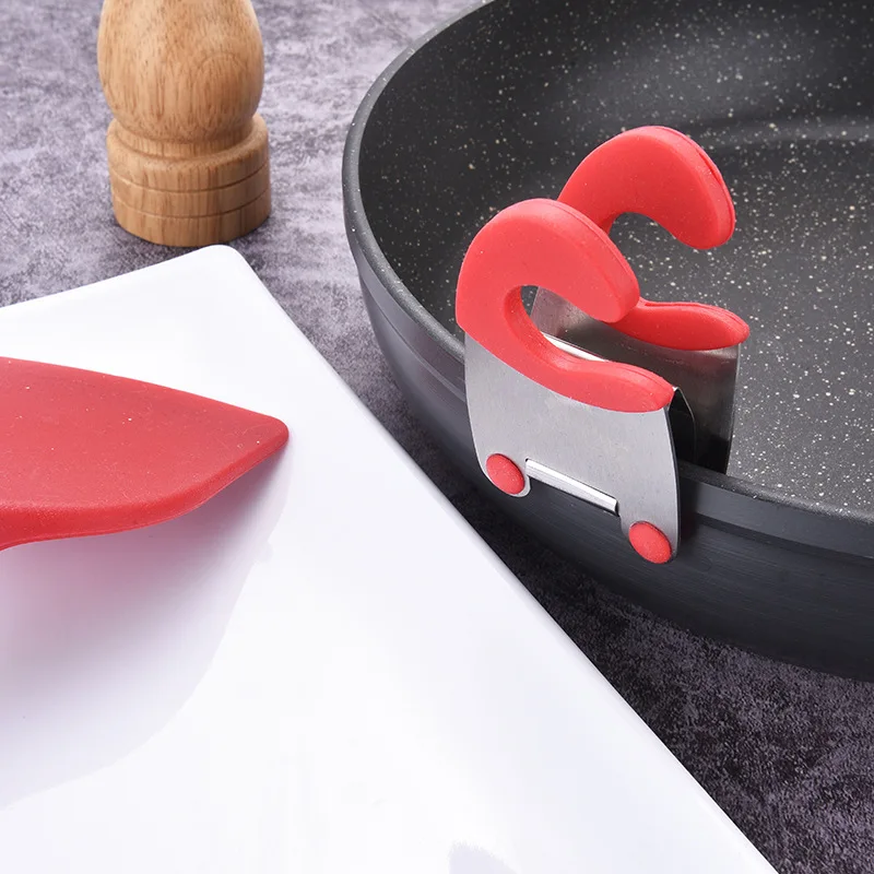 Stainless Steel Plastic Pot Side Clamp Anti-ironing Hand Kitchen Utensils Support Frame Rubber Support Kitchen Tools