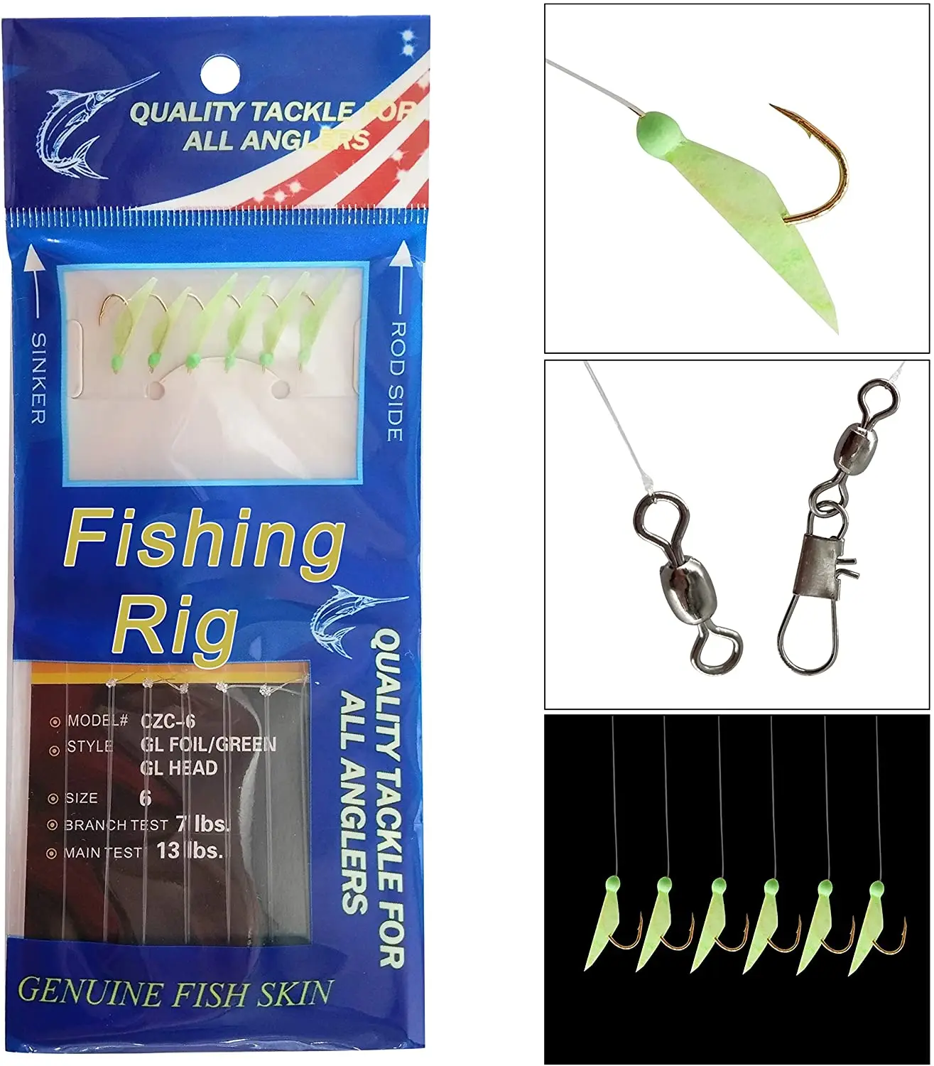 Señuelos de pesca luminosos para agua salada con anzuelos giratorios - imagen 5