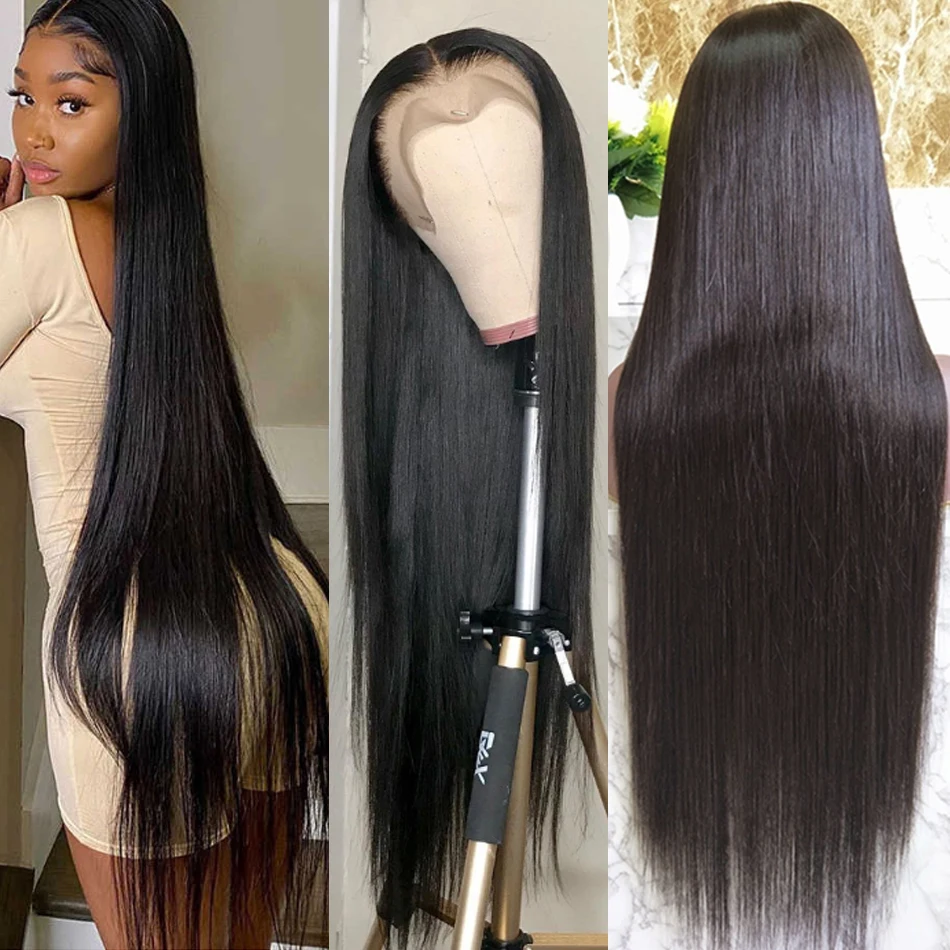 

36 Inches Human Hair Wig 13X4 Lace Closure Pre Plucked with baby hair perruque longue cheveux humain Malaysian Remy 180%Density