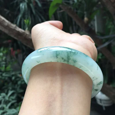 zheru jewelry natural Myanmar jadeite 54-64mm light blue flower bracelet elegant princess jewelry send mother to girlfriend