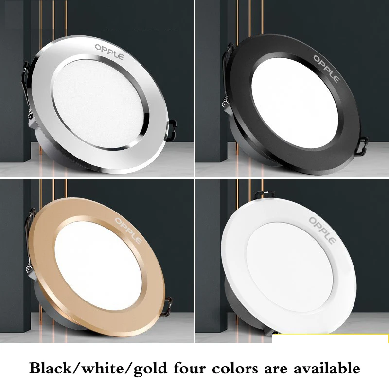 

LED Downlight for Ceiling Lighting, 3W, 5W, Hole Spotlight, Embedded, Three-Color, Black and White, Four-Color Optional