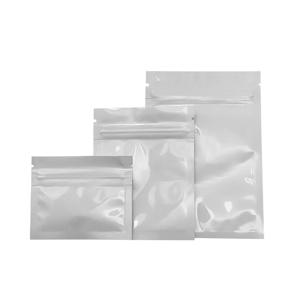 

White Reclosable Zip Lock Bags Aluminum Foil Packaging Pouch Bulk Nuts Food Storage Pouch 100pcs/lot Pack