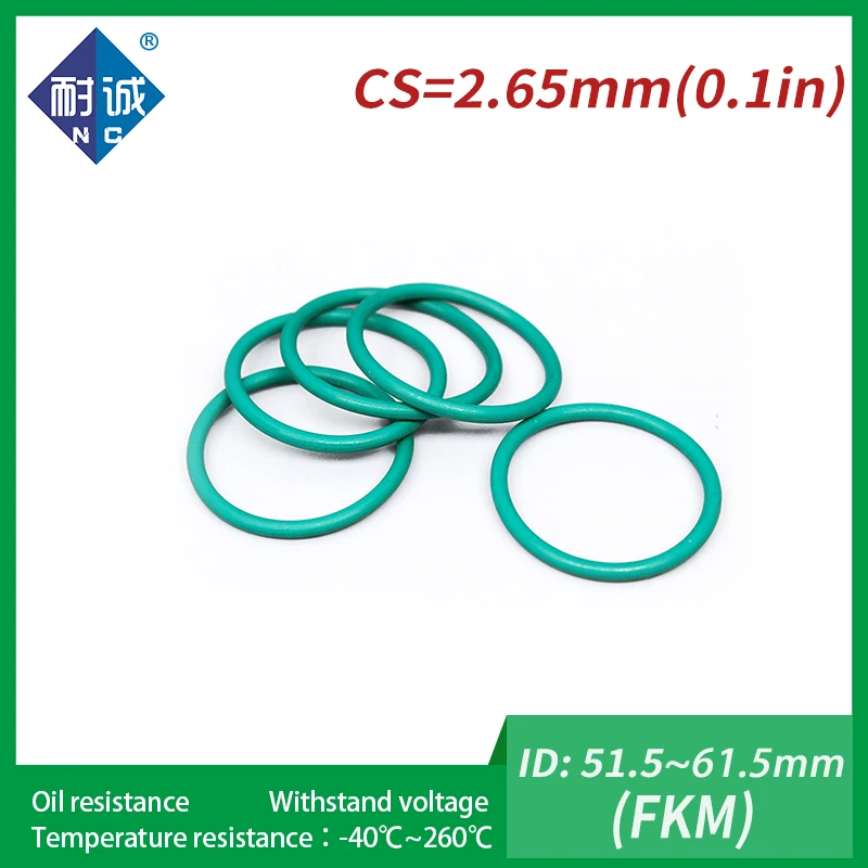 

1PC/lot fluoro rubber Ring FKM Oring Seals Thickness 2.65mm ID51.5/53/54.5/56/58/60/61.5mm O ring Washer