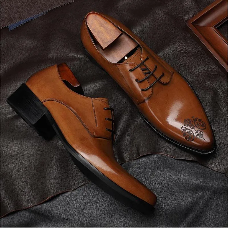 

2021 Sipriks Mens Wedding Shoes Pointed Derby Dress Shoe British Italian Handamde Business Career Gents Suit Social Leisure Flat