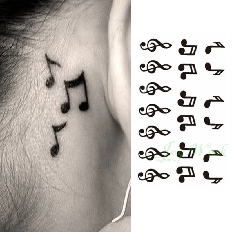 Waterproof Temporary Tattoo Stickers on Ear Finger Music Note Bird Stars Line Streak Henna Tatto Flash Tatoo Fake for Women