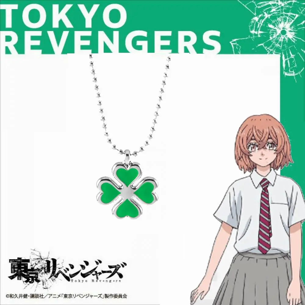 Anime Tokyo Avengers Four Leaf Clover Necklace Hinata Tachibana Fashion Pendant Chain Necklaces Women Girl Choker Jewelry Gift