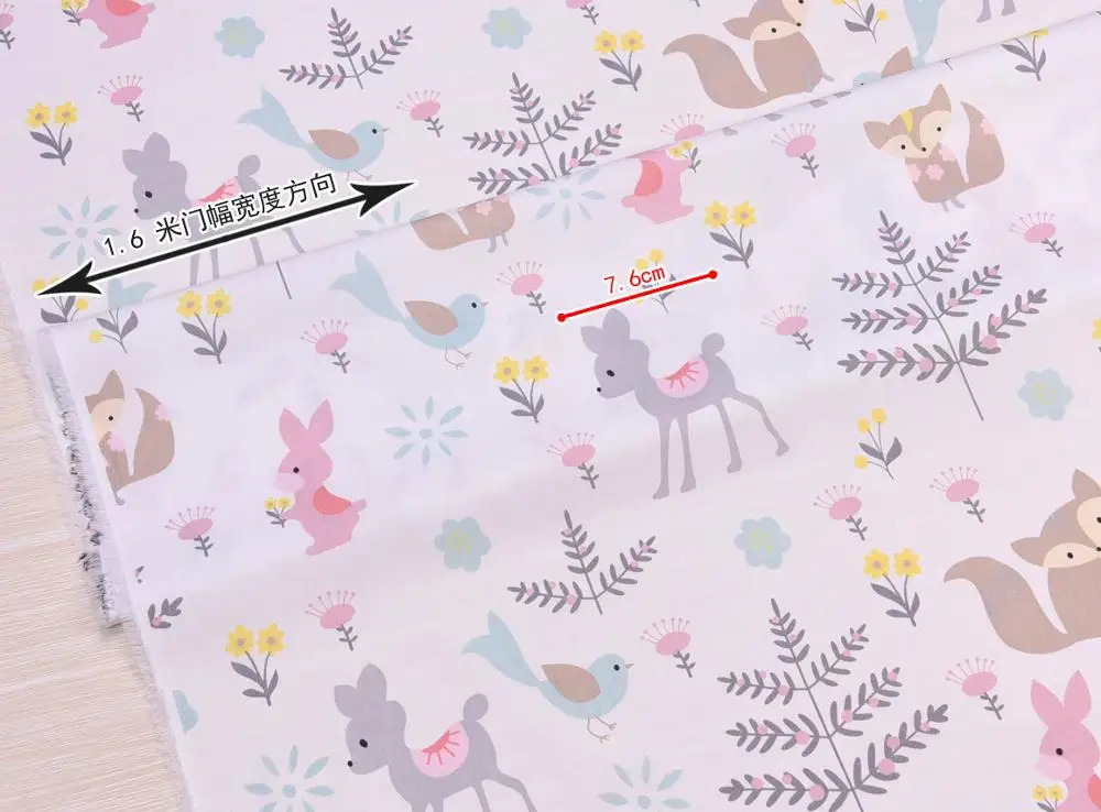 Cotton Fabric Diy Patchwork Quilting Handmade Baby Cloth Dress Bedding Blanket Sheets Tilda Tissus Tecidos Green Deer Fox Print