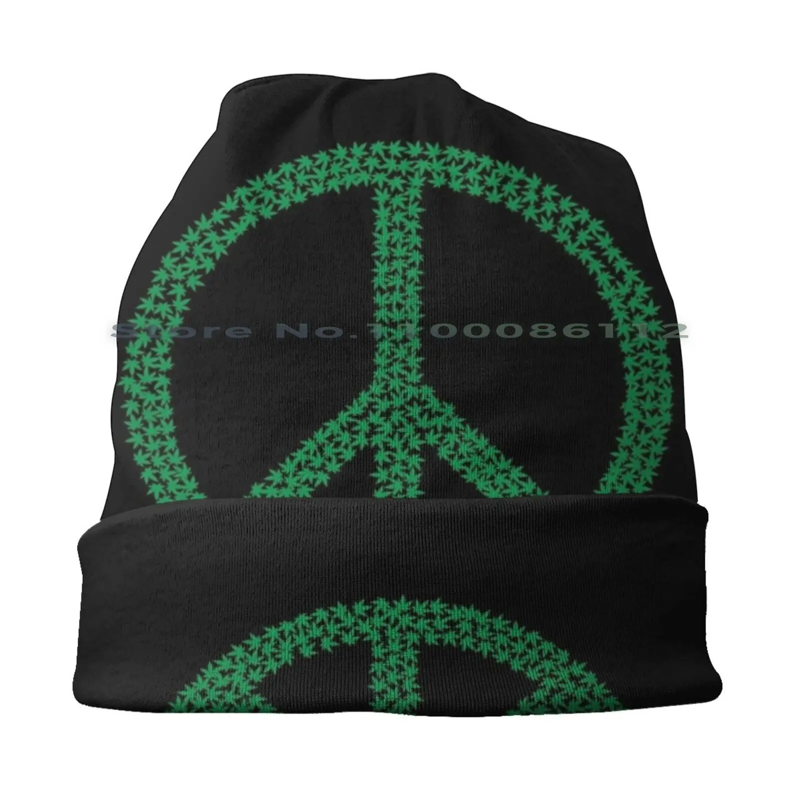 Peaceweed Beanies Knit Hat Weed 420 Thc Smoke Stoner High Pot Drugs Bong Joint Trippy Cool Pipe Smoking Blunt Bud Funny Green