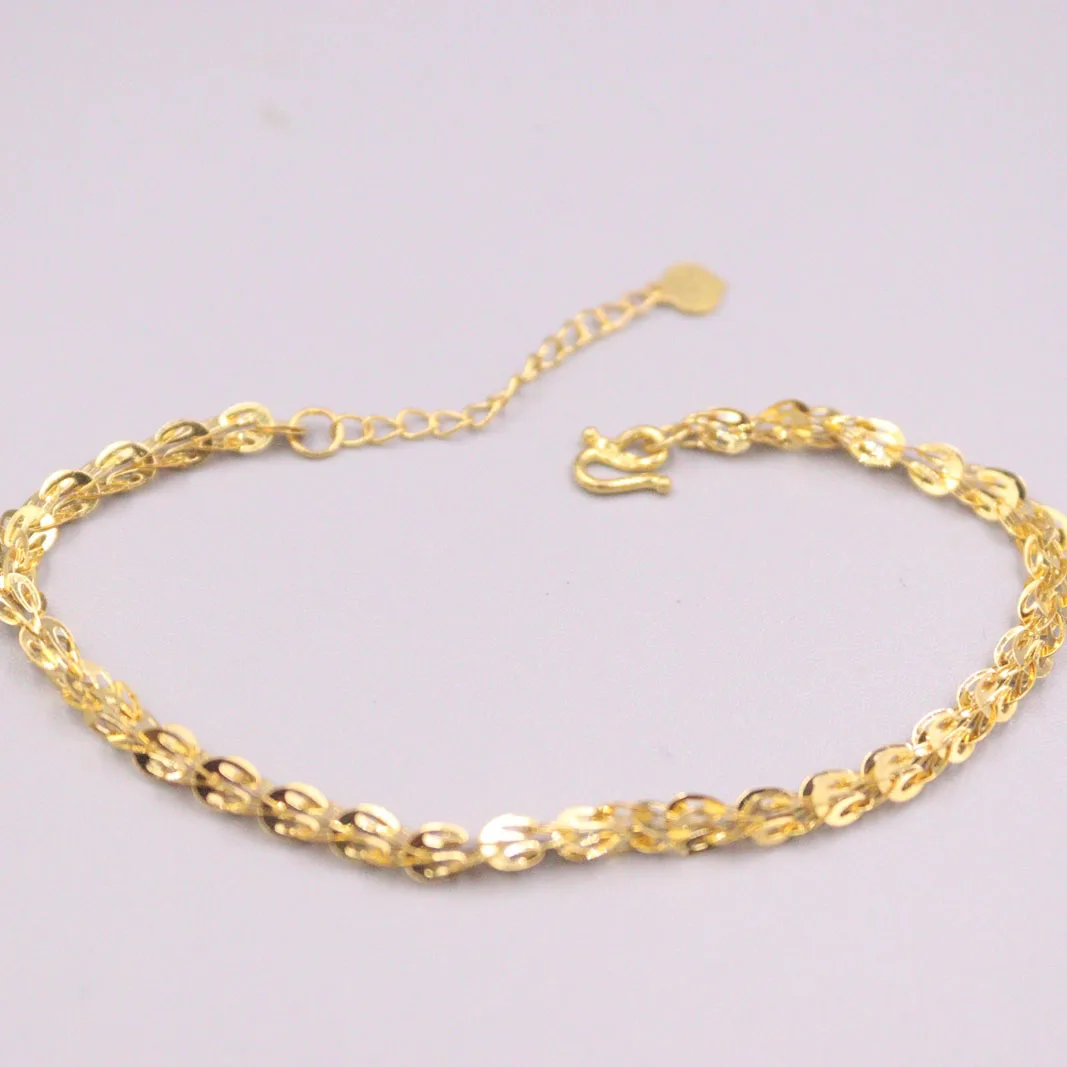 

Fine Pure 24Kt Yellow Gold Bracelet Women 3mmW Phoenix Tail Link Bracelet 19cm/7.48inch 2.9-3.2g