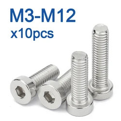 10PCS/LOT M3 M4 M5 M6 M8 M10 M12 Hexagon Socket Thin Low Short Head Cap Machinery Screw Din7984