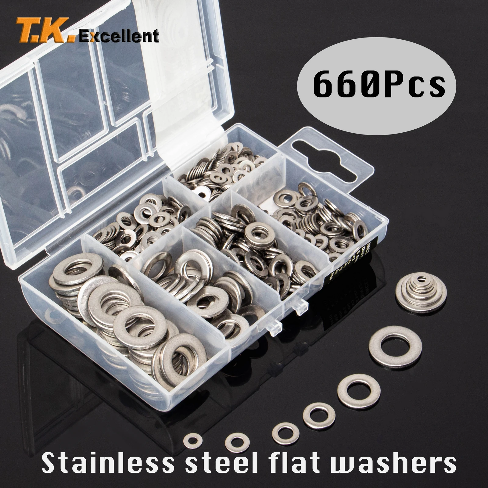 

Gaskets Flat Washer 304 Stainless Steel Washers Set ,660 Pcs Plain Washer Kit Screw Fastener Hardware Assortment Accessories