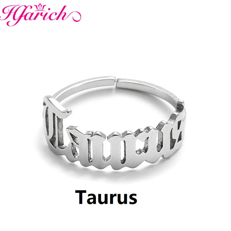 12 Zodiac Rings Constellations Sagittarius Aries Taurus Pisces Leo Finger Rings For Women Letter Name Jewelry Birthday Gift