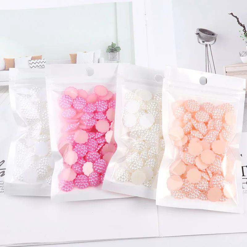 100pcs/lot Multi Size Fullstar Shape Craft ABS Resin Flatback Half Round Pearls Flatback Scrapbook Beads For DIY 3 color option