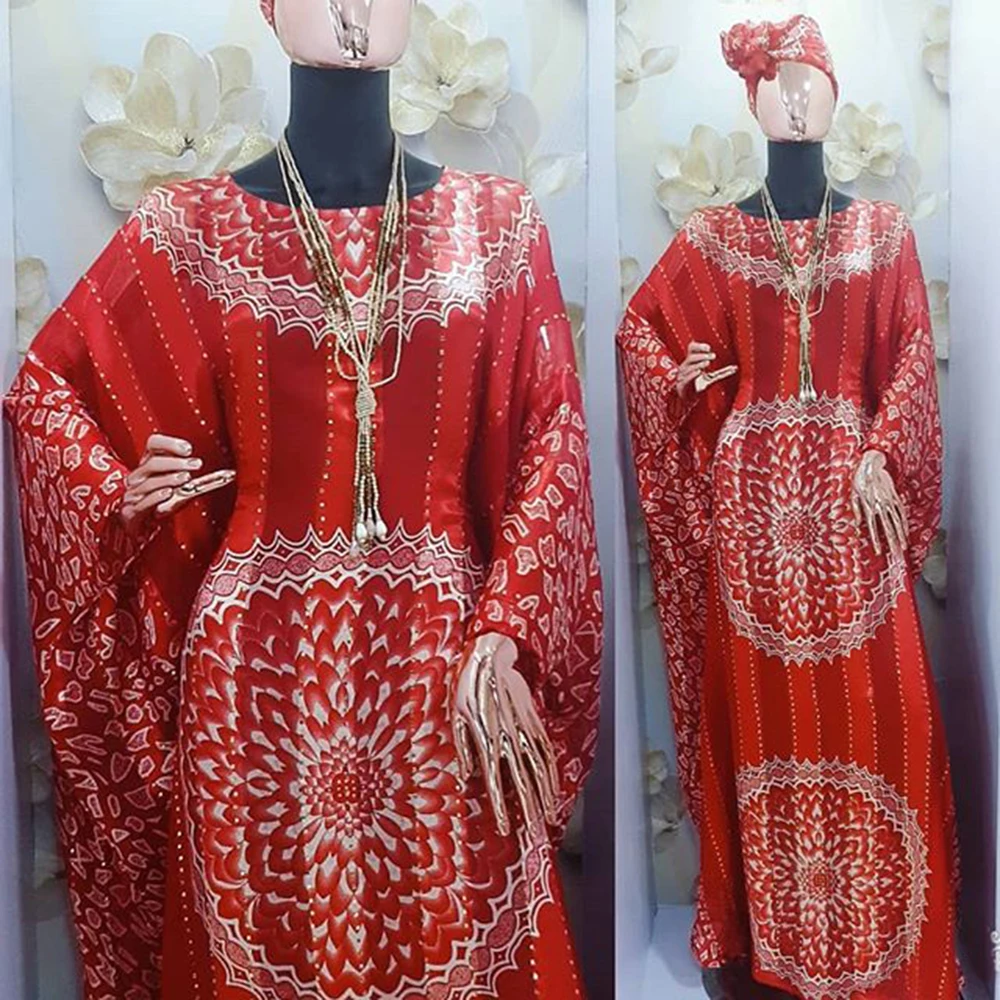 Muslim Dress Lady Party European Clothes American Clothing Abaya Dubai Maxi African Design Loose Print Robe Gowns