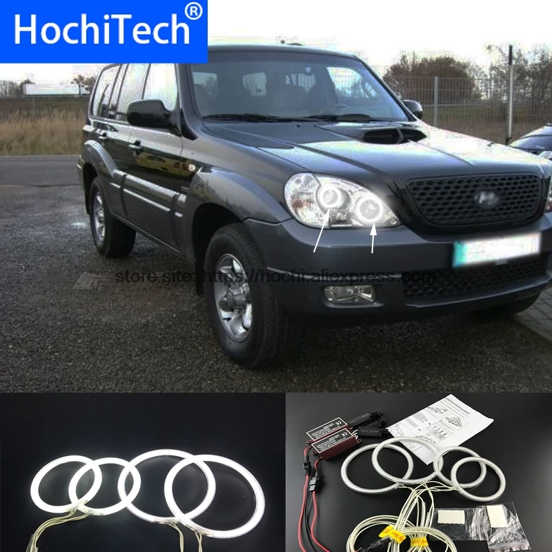 

HochiTech белый 6000K CCFL головсветильник свет гало ангел демон глаз комплект ангельские глазсветильник для Hyundai townan 2001-2007