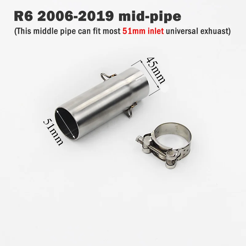 YZF R6 51mm 60mm Motorcycle Exhaust Middle Link Pipe Escape Underbody Connection Tube Section Adapter for YAMAHA R6 2006 -2019