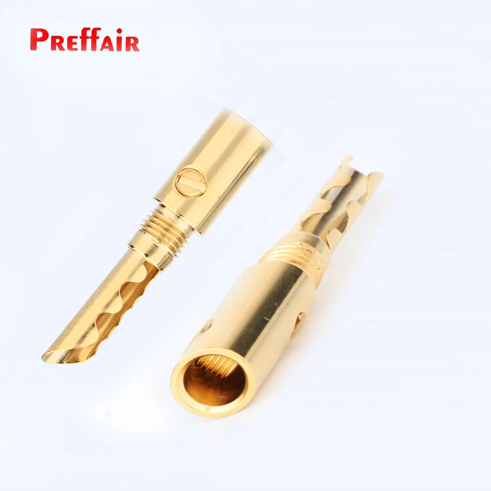 Preffair 24K مطلية بالذهب الموز التوصيل المسمار مقفل موصل المتكلم CF-BFA التوصيل لكابل مكبر الصوت