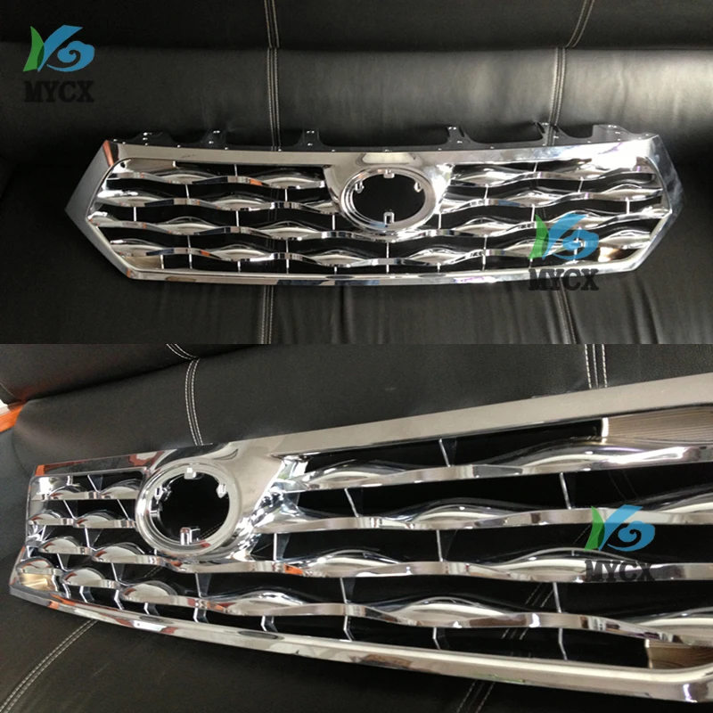 ABS Chrome Front Grille Around Raised Racing Grills Cover For Toyota Highlander 2012 2013 2014 Car Styling