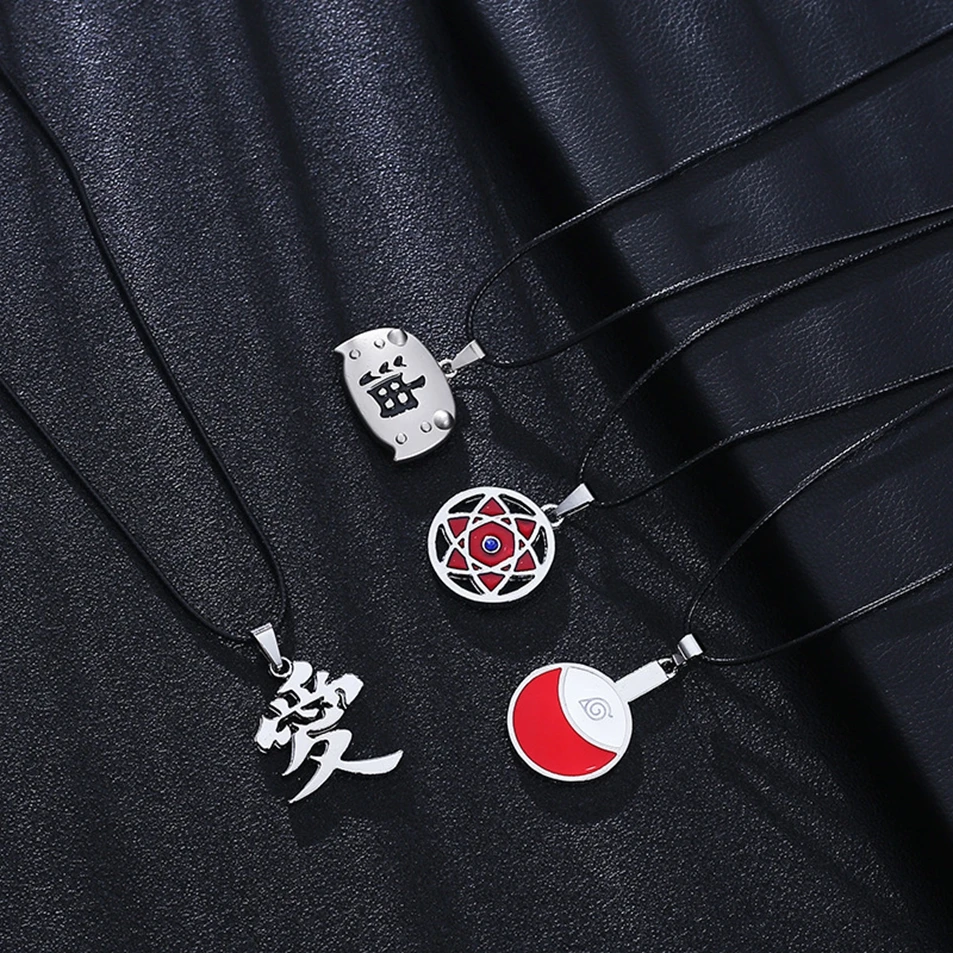 Cartoon Anime Naruto Necklace Kakashi Kunai Zumaki Shuriken Cosplay Action Figures Accessories Metal Alloy Pendan Kids Toy Gift