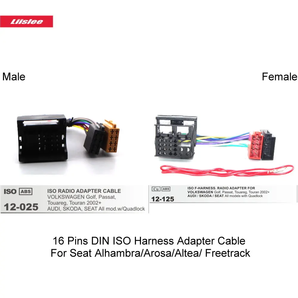 16 Pins DIN ISO Harness Adapter Cable For Seat Alhambra/Arosa/Altea/Freetrack