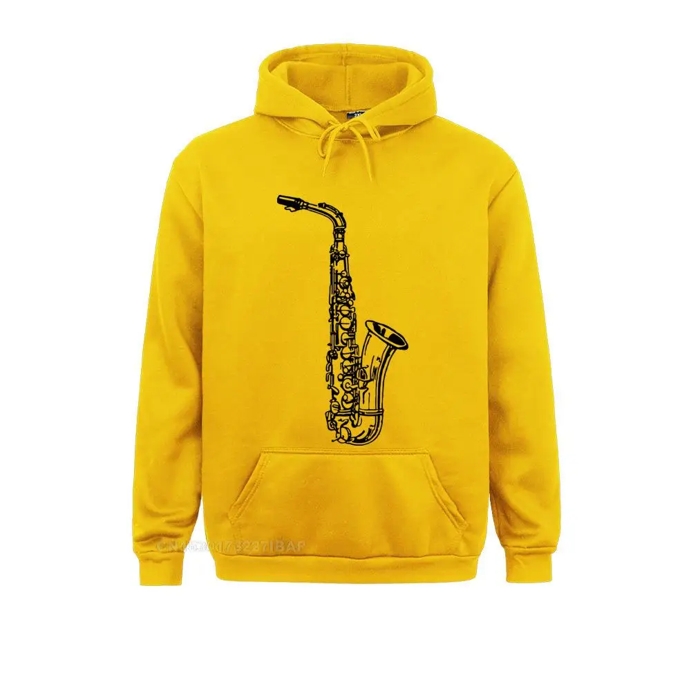 Novelty Harajuku Hoodies Men Long Sleeve Gold Saxophone Hoodie Custom Jazz Music Men Clothing Oversized