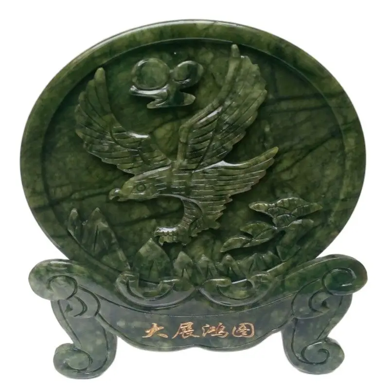 

Chinese natural jade decoration carving exhibition macro image