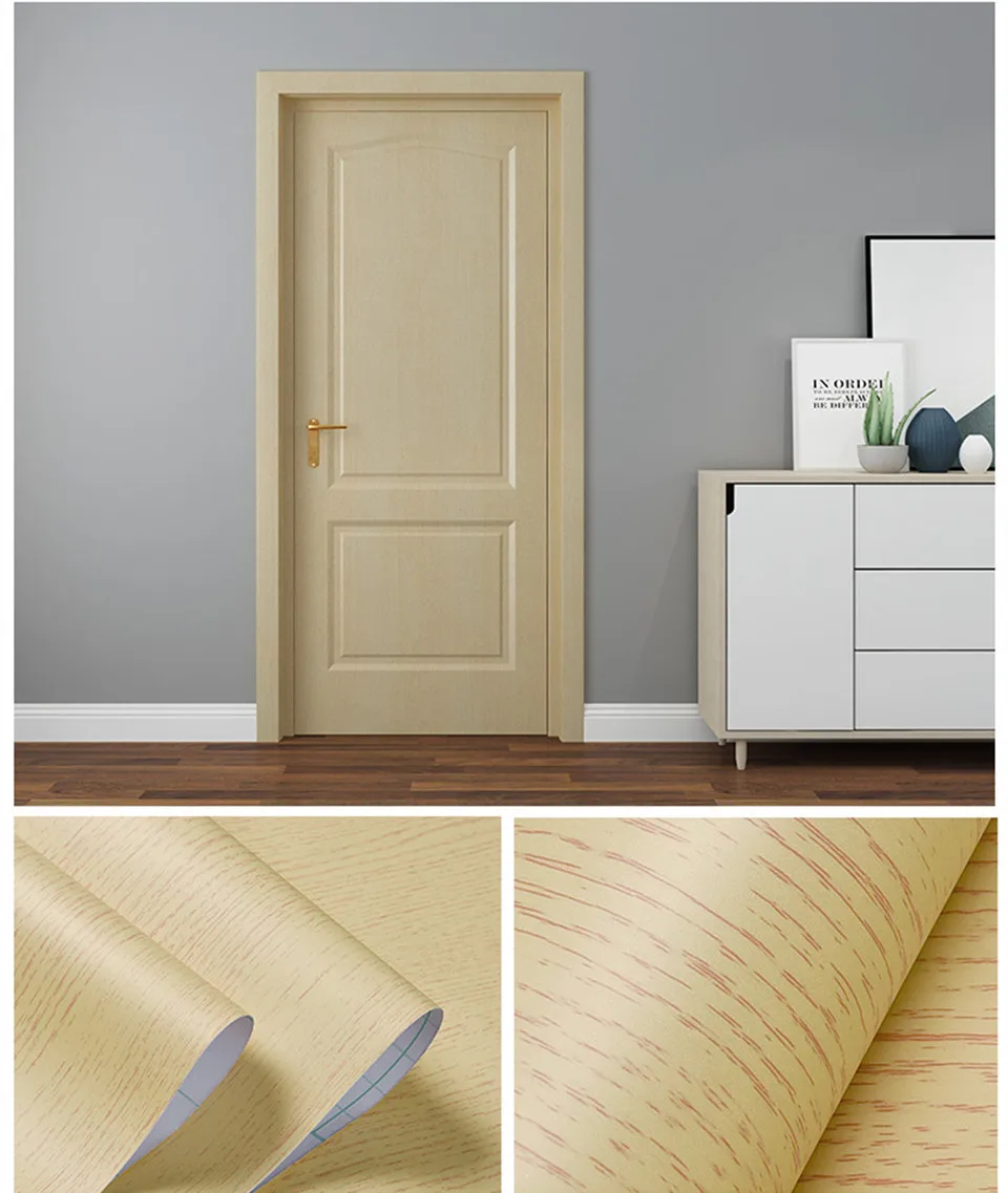 90x210cm White PVC Door Wallpaper Wood Grain sticker home decor Self-adhesive Waterproof Mural Furniture Door Decoration Decals