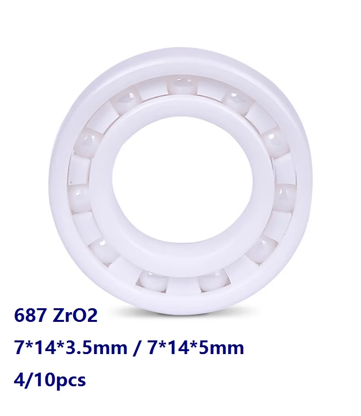 

4/10pcs 687 7*14*3.5mm / 7*14*5mm Zirconia Ceramic deep groove ball bearings ZrO2 Full Ceramic bearing