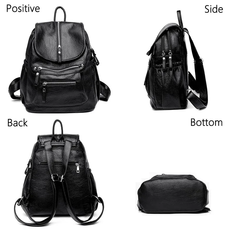 Women Vintage Backpack Casual Soft Leather Large Capacity Shoulder Bag Sac A Dos Travel Backpack Mochilas Girls School Bags 2022