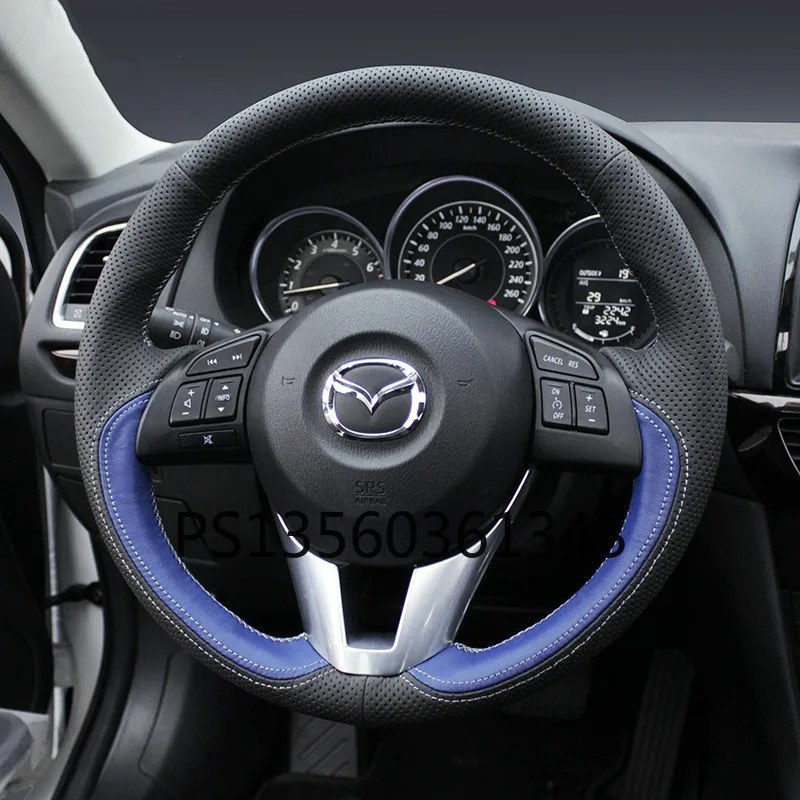 Suitable for Mazda 3/5/6 Atez Angsai cx-30 CX-5 CX-4 CX-7 hand-stitched leather suede steering wheel cover