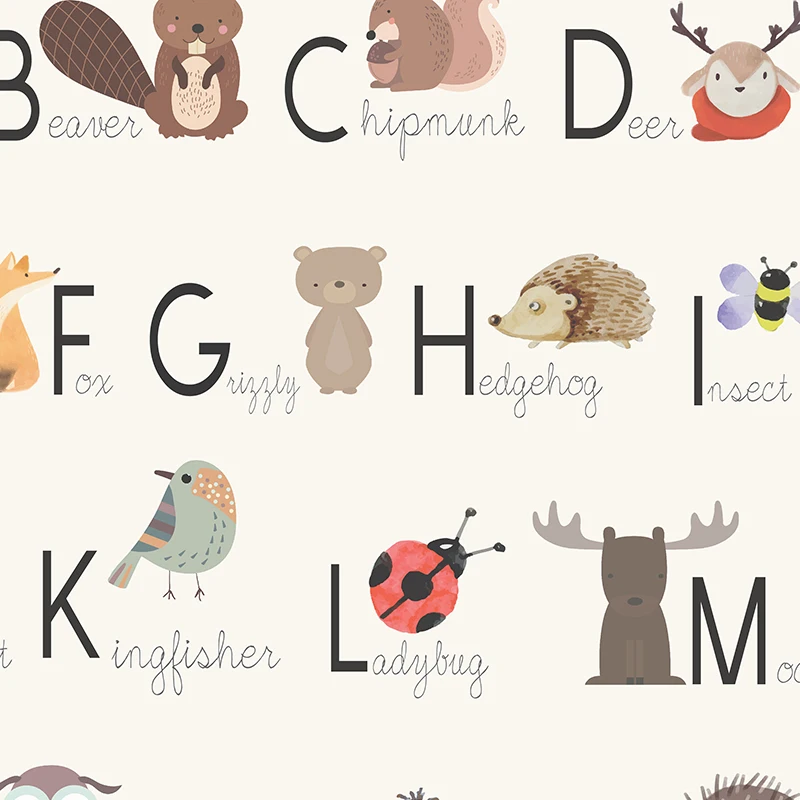 Woodland Alphabet Numbers Poster Animal Track Print Nursery Educational Illustration Art Canvas Painting Kids Room Wall Decor