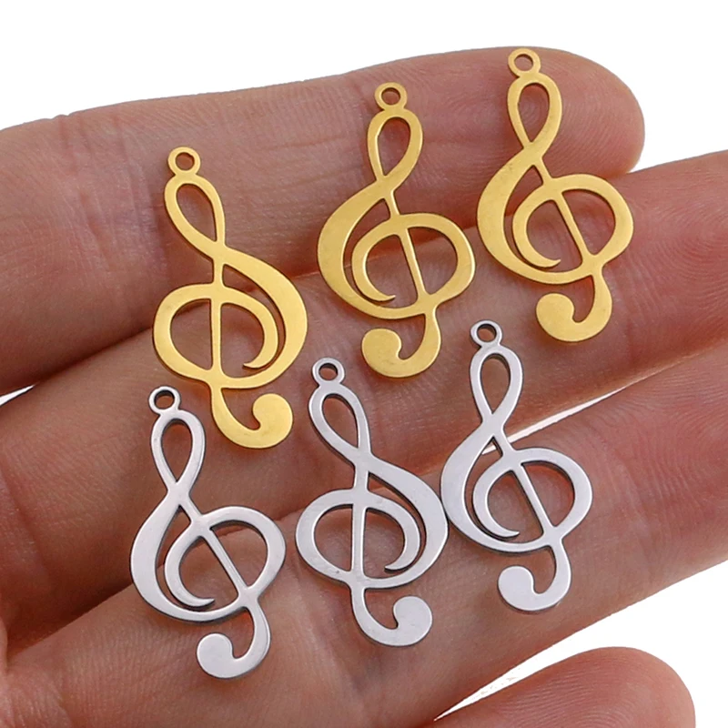 10pcs/lot Stainless Steel Gold musical note Pendant Charms DIY Bracelet Necklace Finding Jewelry Making Accessories aka sorority