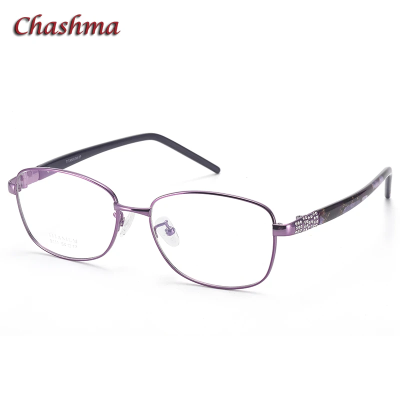 Women Oval Glasses Pure Titanium Frame Ultra Light Optical Spectacles Female Diamonds Eyeglasses for Optcal Progressive Lenses