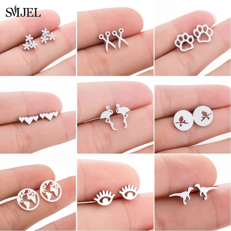 Smjel Edelstahl Ballett Ohr stecker für Frauen Mädchen Mode Blume Herz Vogel kleine Ohrringe Schmuck pen dientes Geschenke