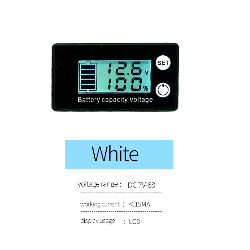 Imagem -03 - Lcd 3s 4s 5s 7s 10s 13s Indicador de Capacidade da Bateria 12v 36v 48v Display Voltímetro Medidor de Temperatura Testador de Nível de Potência 8v60v