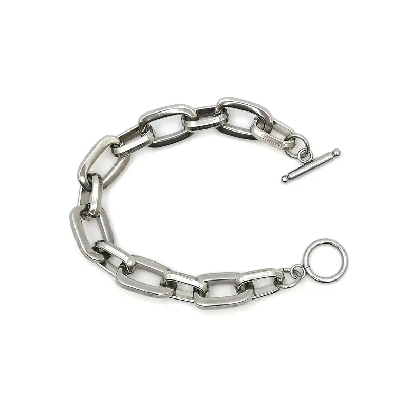 Fashion Handmade Stainless Steel Thick Bracelet Chain Simple Hip Hop Bracelet Jewelry Gift Hot Sale