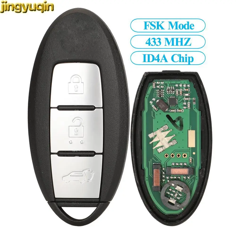 

Jingyuqin 3pcs FSK 433MHZ ID4A PCF7938X Chip For Nissan Murano 3 Buttons Car Key Alarm Remote Fob