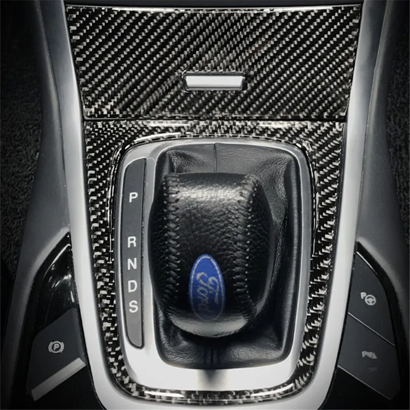 Stainless steel For Ford EDGE 2015-2019 Carbon Fiber Car Interior Gear Head Shift Knob Panel Cover Trim Sticker