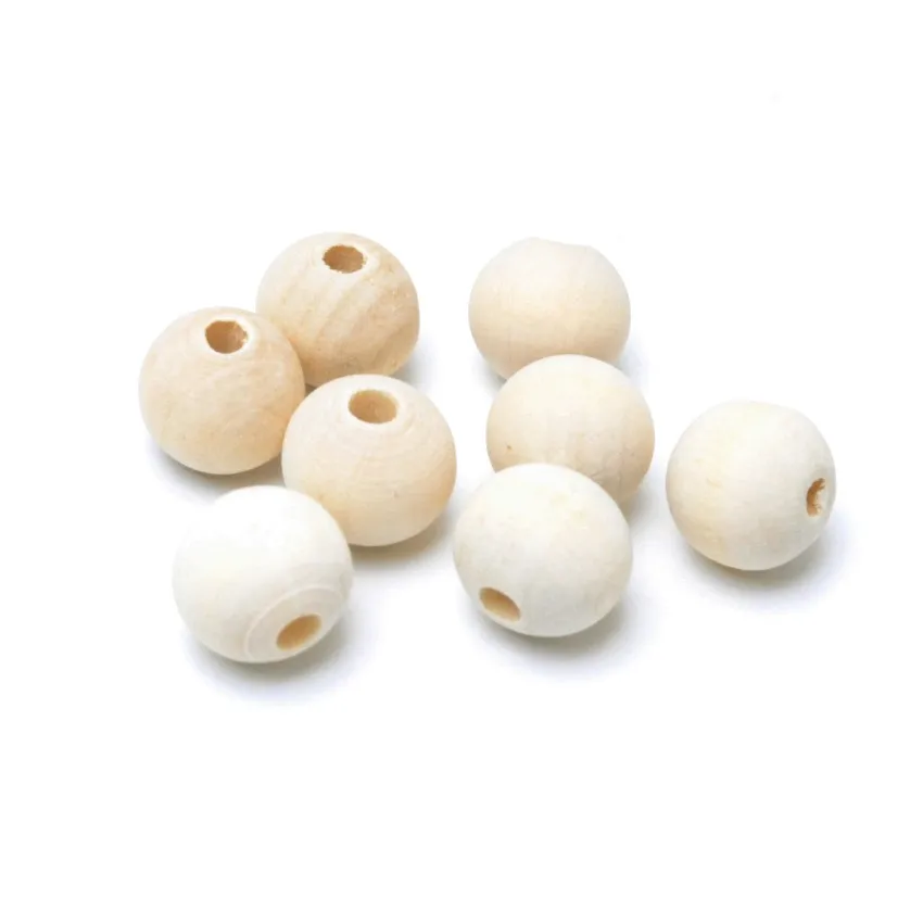 Wybierz rozmiar 4-40mm naturalnie drewniane koraliki bezołowiowe drewno okrągłe kulki do tworzenia biżuterii Diy dzieci ząbkowanie Spacer drewno