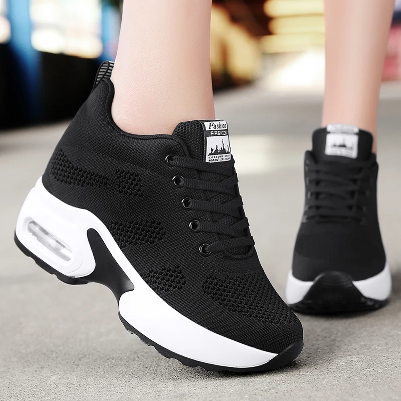 Casual Women Shoes Platform Sneakers Comfortable Air Cushion Shoes Women Outdoor Solid Heightening Footwear Chaussures Femme