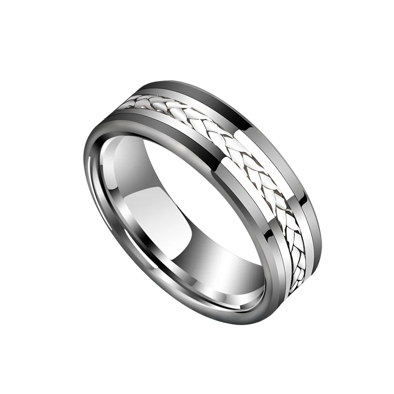 Personalized Rings for Men Inlay Braided 925 Silver Tungsten Carbide Jewelry luxurious Wedding BandCustom Engraved