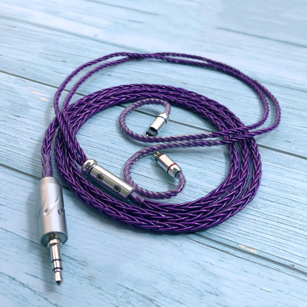 FENGRU-Cable de actualización de auriculares, accesorio chapado en rodio, Luna púrpura, 8 núcleos, MMCX, IM50, IE80, 0,78mm, A2DC, QDC, para AS16, S8, KXXS