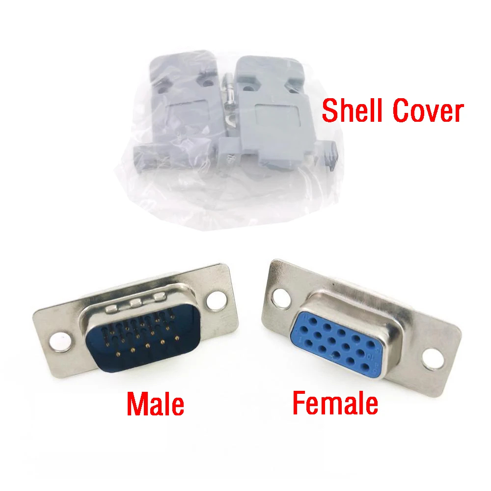 

10PCS RS232 DB15 3 Rows Serial VGA 15 Pin Female 3 Rows Solder Type Plug D-SUB Male Plug Socket Connector