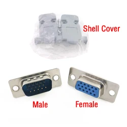 10PCS RS232 DB15 3 Rows Serial VGA 15 Pin Female 3 Rows Solder Type Plug D-SUB Male Plug Socket Connector