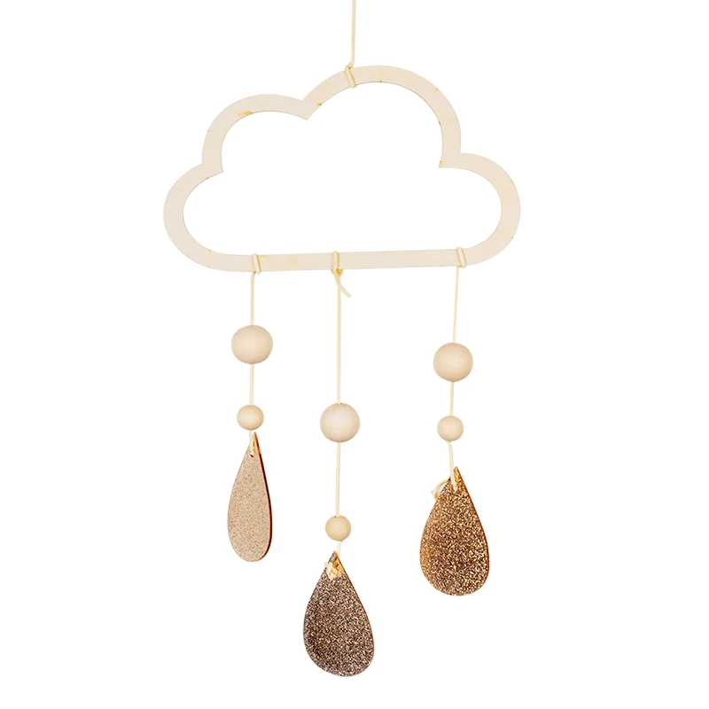 Nordic Wooden Hanging Ornaments Hollow Cloud Raindrop Planet Pendant For Baby Kids Room Decor Props Ornaments S01251