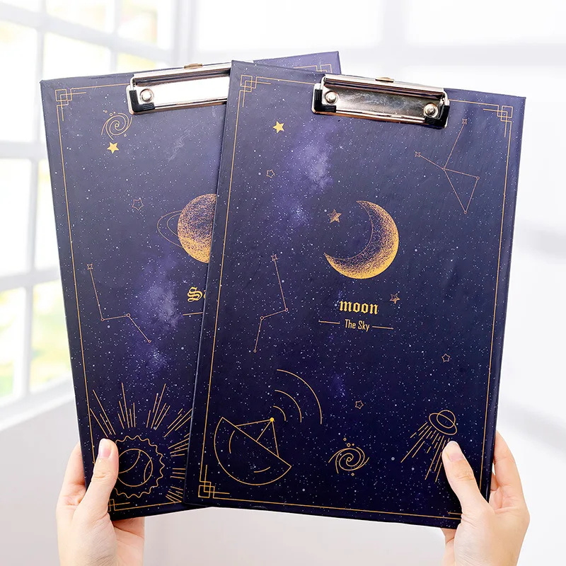 Korea Creative Fantasy Starry Sky A4 File Board Clip Learning Office Pad Writing Board Clip File Folder Report Folder