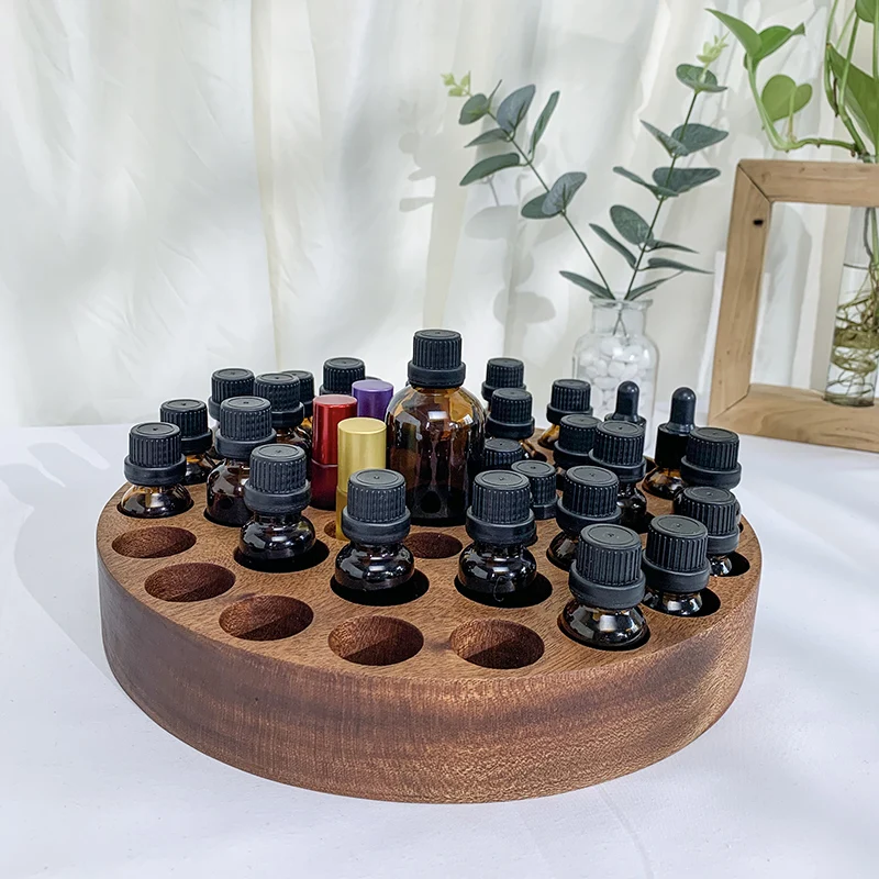 Ebony Essential Oil Storage Rack Organizer Display Suitable For Duoteri Oil Bottle Lipstick Multi Hole Position 9/13/16/19/22/42